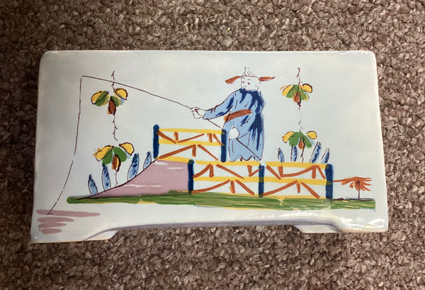 Delft Williamsburg Restoration Asian Fisherman Flower Brick