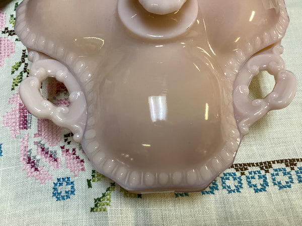 Cambridge Crown Tuscan Pink Divided Candy Dish w/ Lid