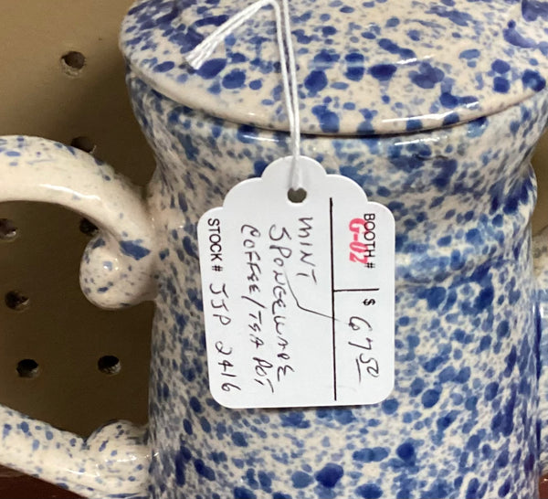 Blue & White Spongeware Coffee Pot