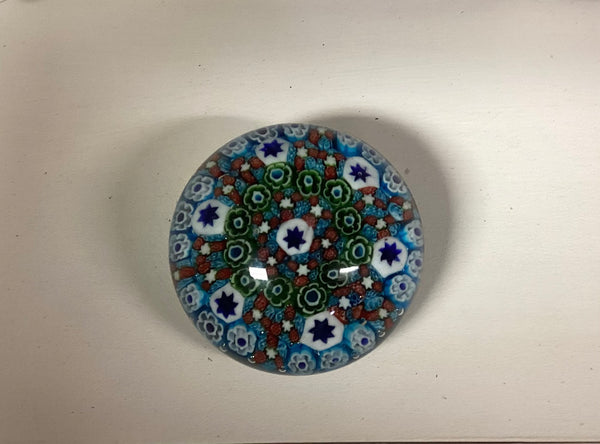 Murano Millefiori Art Glass Paperweight in Original Box