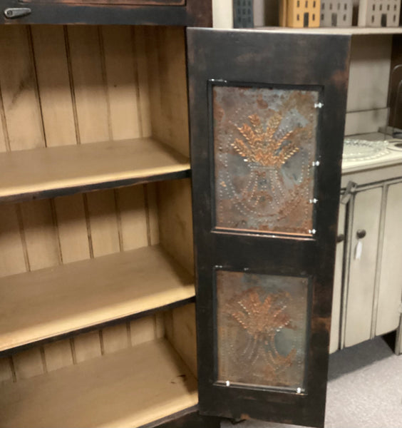Primitive Style Wheat Tin Pie Safe
