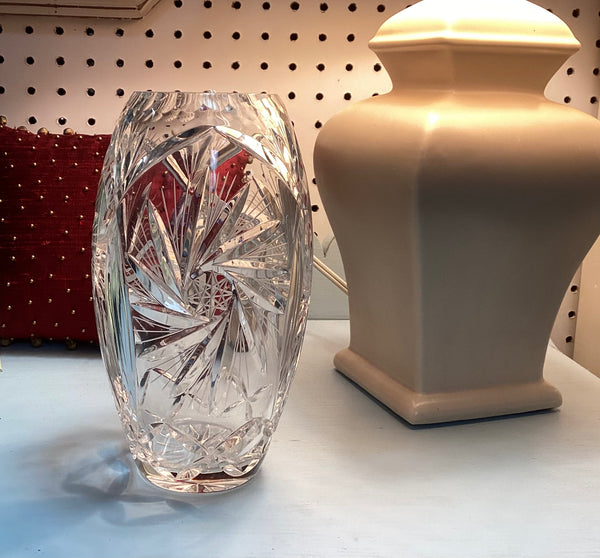 Czech Bohemia 24% Lead Crystal Pinwheel Vase