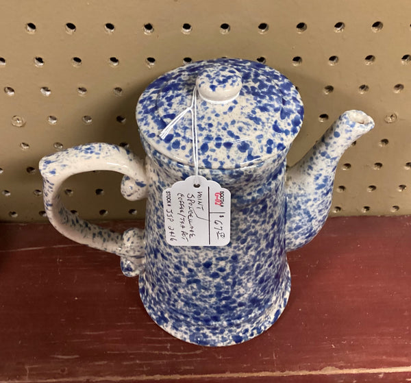 Blue & White Spongeware Coffee Pot