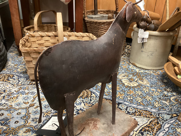 Metal Folk Art Goat Sculpture