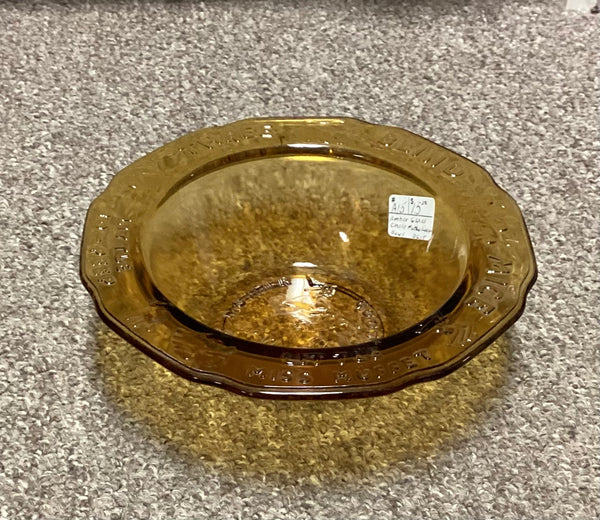 Child's Vintage Mother Goose Nursery Rhymes Amber Glass Cereal Dish