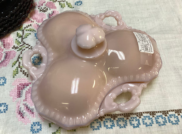 Cambridge Crown Tuscan Pink Divided Candy Dish w/ Lid