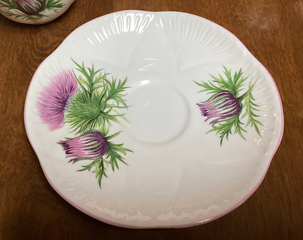 Shelley Bone China Purple Thistle Cup & Saucer Set