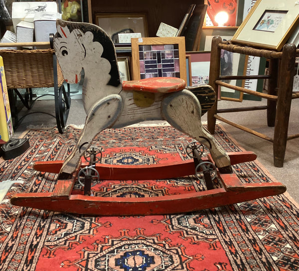 Painted Wooden Child's Rocking Horse