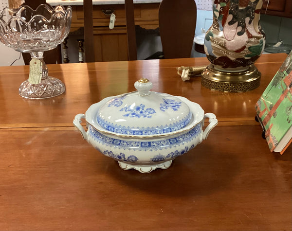 Blue & White Vintage Seltman & Weiden Covered Vegetable Bowl