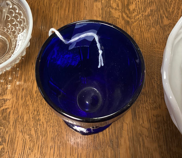 Jeannette Cobalt Blue Glass 8 Ounce Footed Tumbler