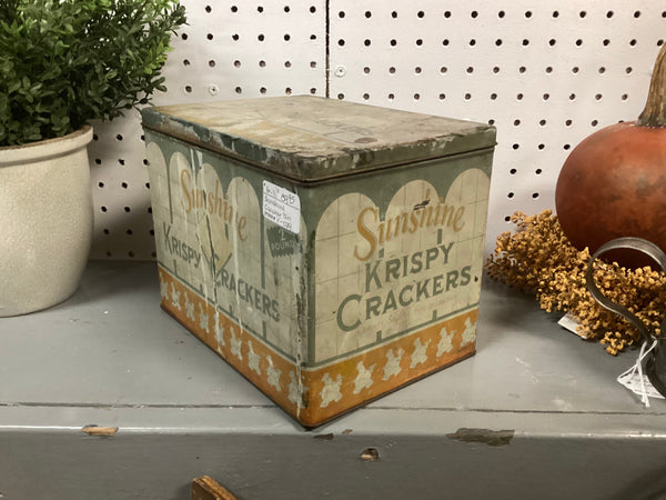 Vintage Metal Sunshine Krispy Crackers Advertising Tin