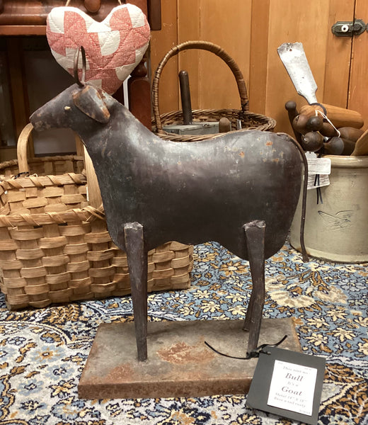 Metal Folk Art Goat Sculpture