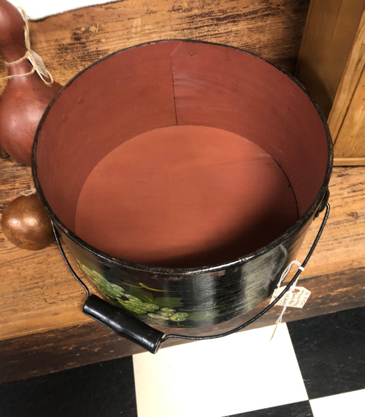 Antique Round Wood Tole Painted Pantry Box
