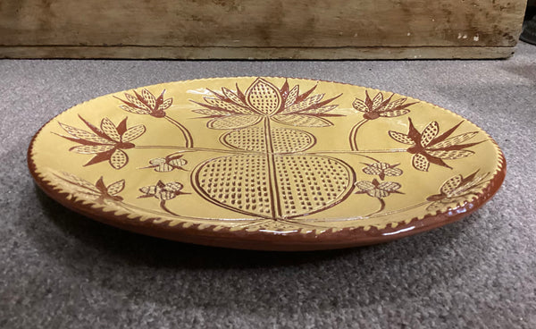Henderson 12" Redware Sgraffito Flower Plate