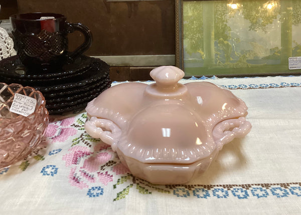 Cambridge Crown Tuscan Pink Divided Candy Dish w/ Lid