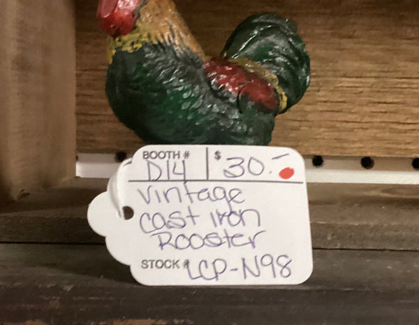 Vintage Painted Cast Iron Rooster Miniature