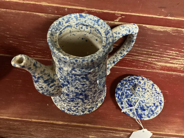 Blue & White Spongeware Coffee Pot
