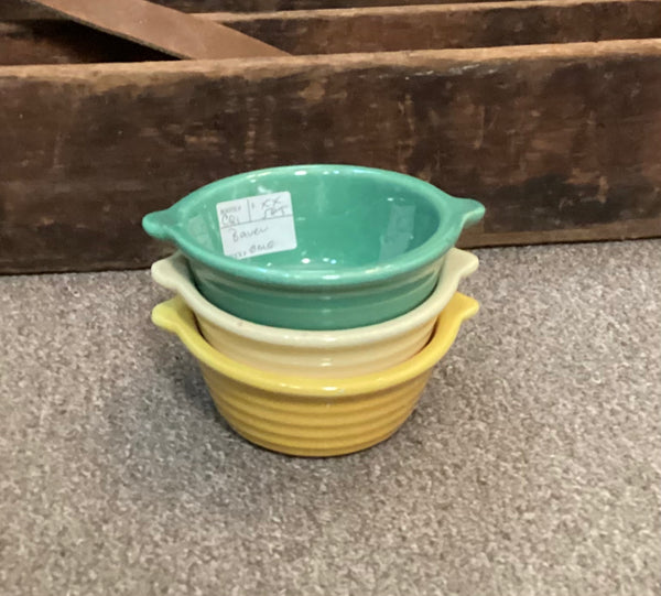 3-Piece Set Vintage 5" Bauer Pottery Lug Handled Bowls