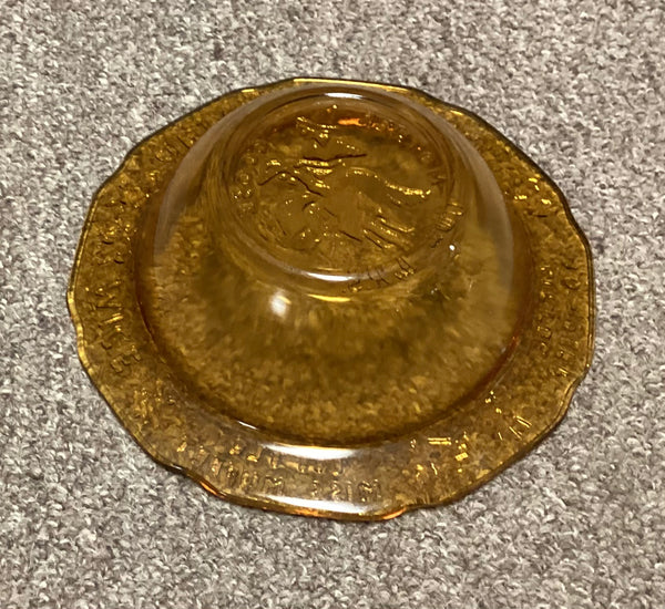 Child's Vintage Mother Goose Nursery Rhymes Amber Glass Cereal Dish