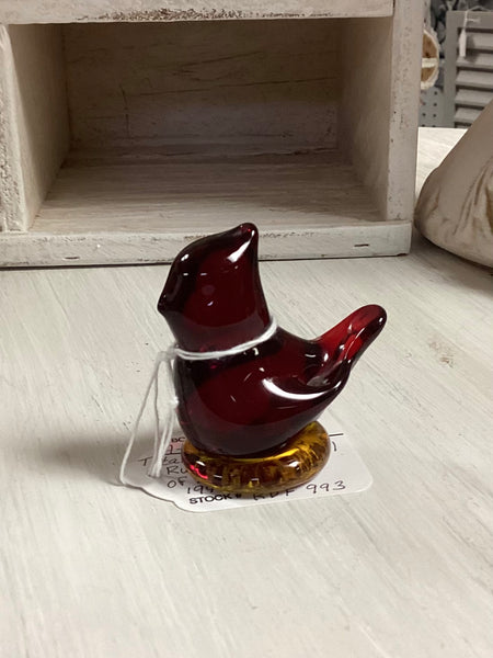 Titan "Cardinal of Love" Miniature Ruby Amberina Art Glass Figurine