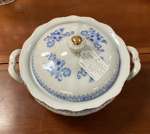 Blue & White Vintage Seltman & Weiden Covered Vegetable Bowl