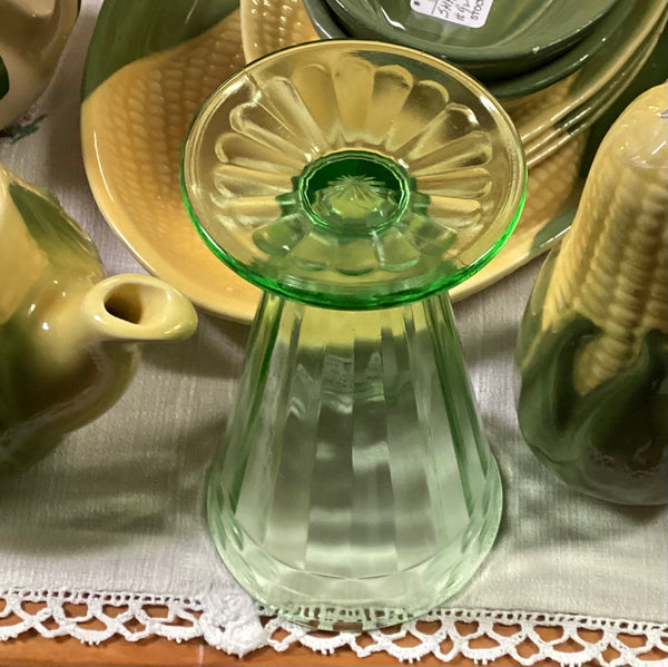 Hocking Green Depression Glass 6 Inch Block Optic Footed Tumbler