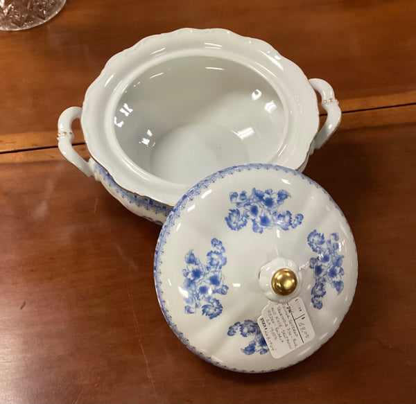 Blue & White Vintage Seltman & Weiden Covered Vegetable Bowl