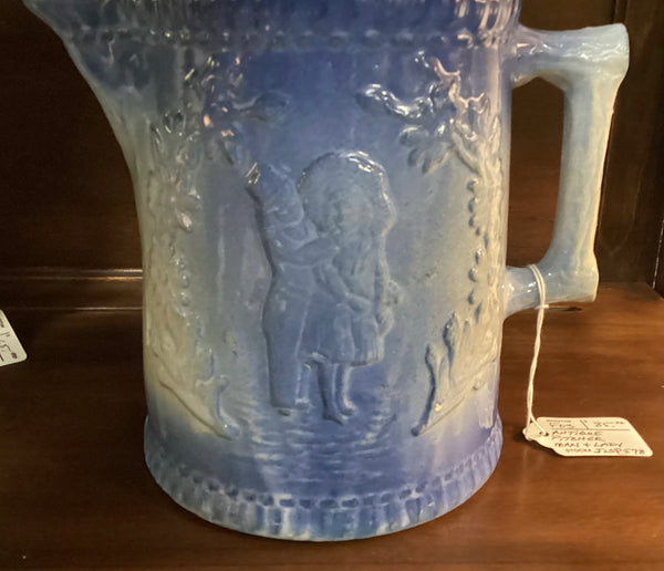 Antique Blue Stoneware Pitcher