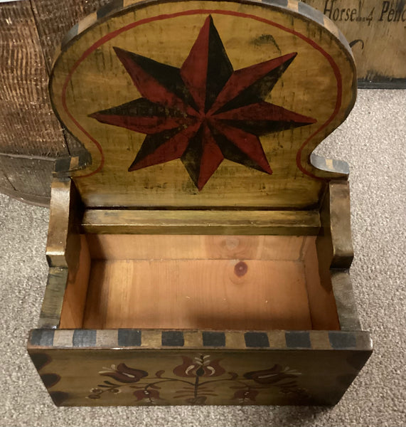 Hand Painted Folk Art Style Wooden Box w/ Lid