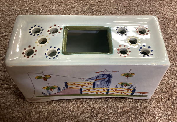 Delft Williamsburg Restoration Asian Fisherman Flower Brick