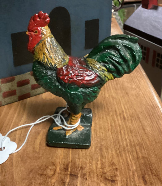 Vintage Painted Cast Iron Rooster Miniature
