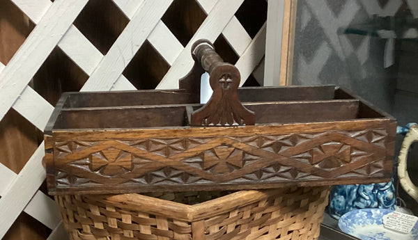 Carved Wooden Utensil/Knife  Box