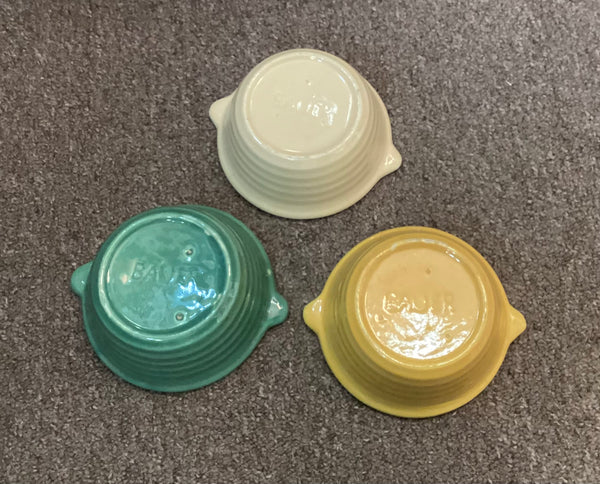 3-Piece Set Vintage 5" Bauer Pottery Lug Handled Bowls