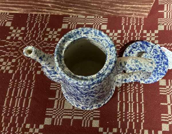 Blue & White Spongeware Coffee Pot