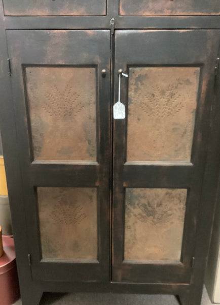 Primitive Style Wheat Tin Pie Safe
