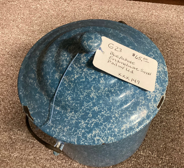 Blue Enamelware Covered Pail w/ Bail Handle