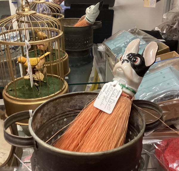 Vintage German Porcelain Bulldog Clothes Brush