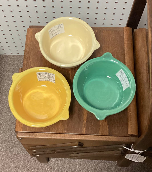 3-Piece Set Vintage 5" Bauer Pottery Lug Handled Bowls
