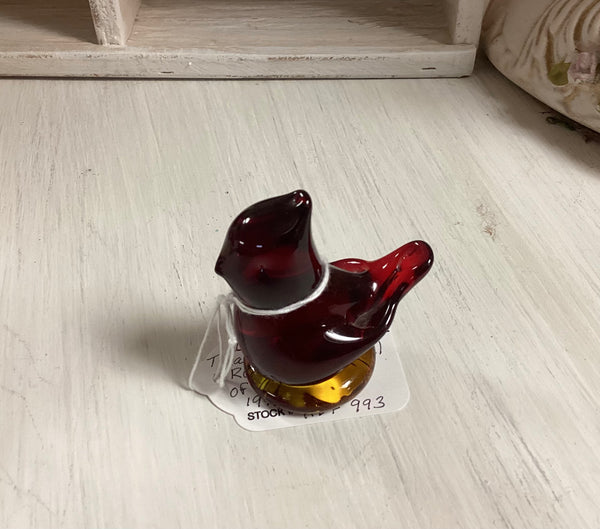 Titan "Cardinal of Love" Miniature Ruby Amberina Art Glass Figurine