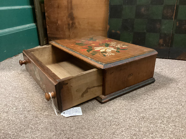 Hand Painted Wooden Box w/ Drawer