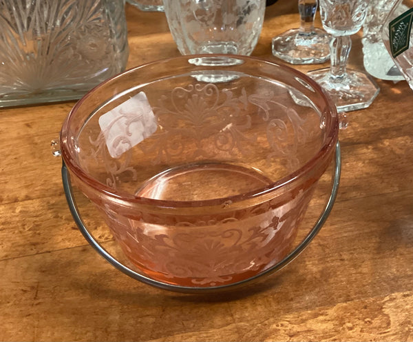 Fostoria Versailles Pink Glass Whipped Cream Dish w/ Handle