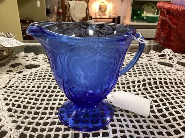 Hazel Atlas Royal Lace Cobalt Blue Depression Glass Creamer