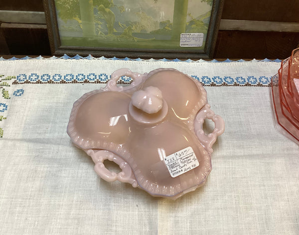 Cambridge Crown Tuscan Pink Divided Candy Dish w/ Lid