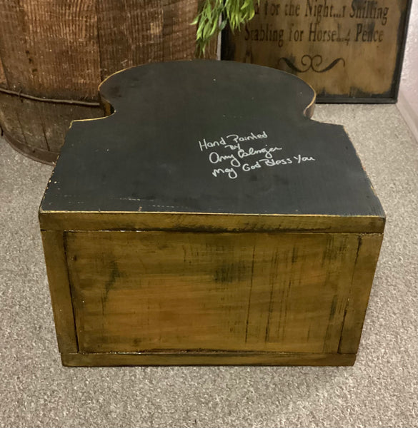 Hand Painted Folk Art Style Wooden Box w/ Lid