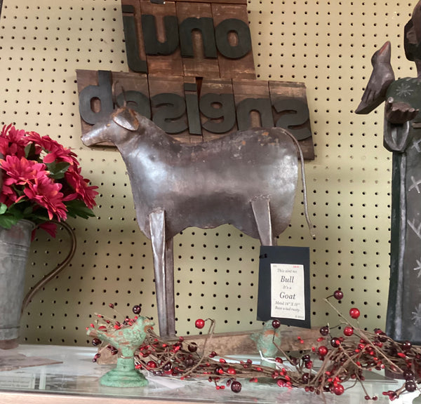 Metal Folk Art Goat Sculpture