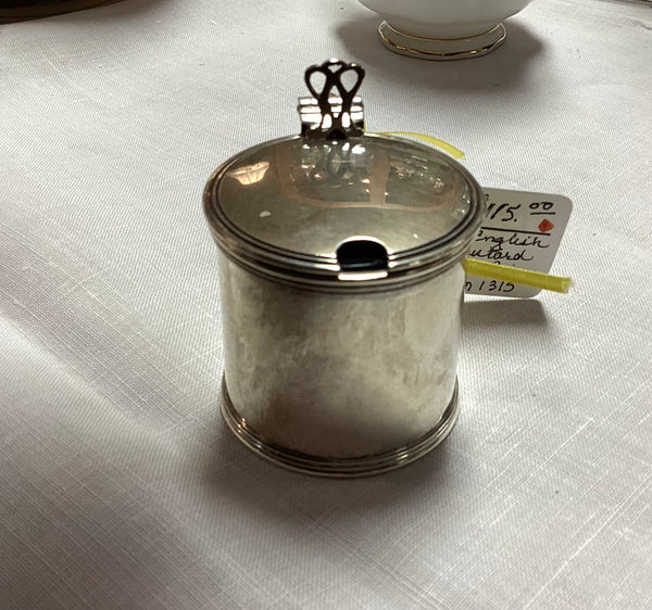 Antique English Silver Mustard Pot with Cobalt Liner