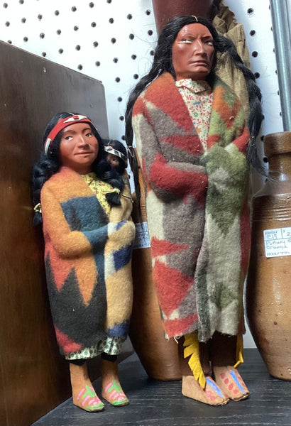 Vintage 1920's Native American-Themed Skookum Doll Family