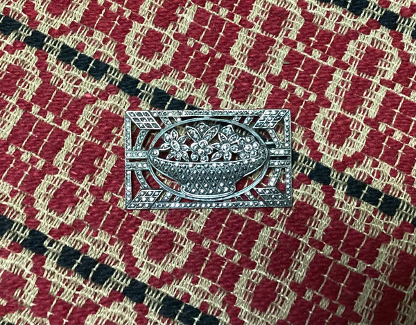 Vintage 1930 Marcasite & Sterling Silver Brooch by Harry Iskin
