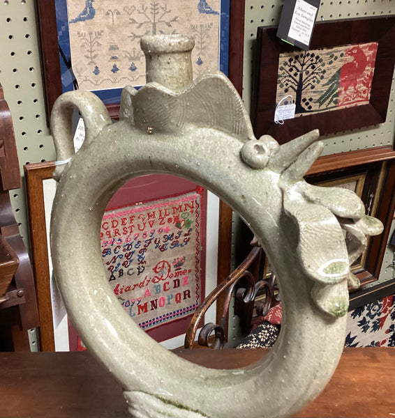Folk Art Pottery Chicken Ring Jug