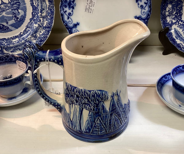 Old Sleepy Eye Cobalt & White Pitcher